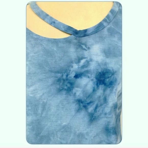 Soft TieDye Strappy Collar Tunic Top SM - Picture 6 of 7